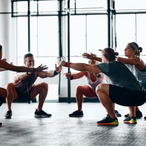 working out with a crowd